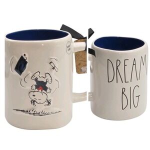 Rae Dunn Peanuts Snoopy Dream Big Ceramic Coffee Mug 16oz Graduation‎ Gift